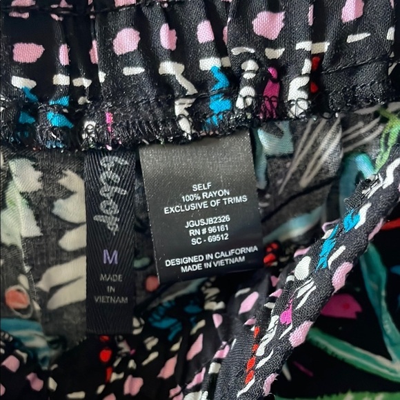 NWT Bebop Women’s Boho Black Neon Printed Wide Leg Relaxed Fit Pants - Size Med - Picture 4 of 6